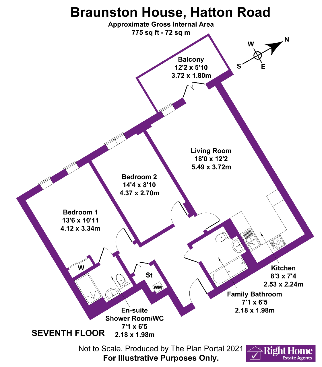 Floorplan of BRAUNSTON HOUSE, HATTON ROAD, WEMBLEY, MIDDLESEX, HA0 1RP