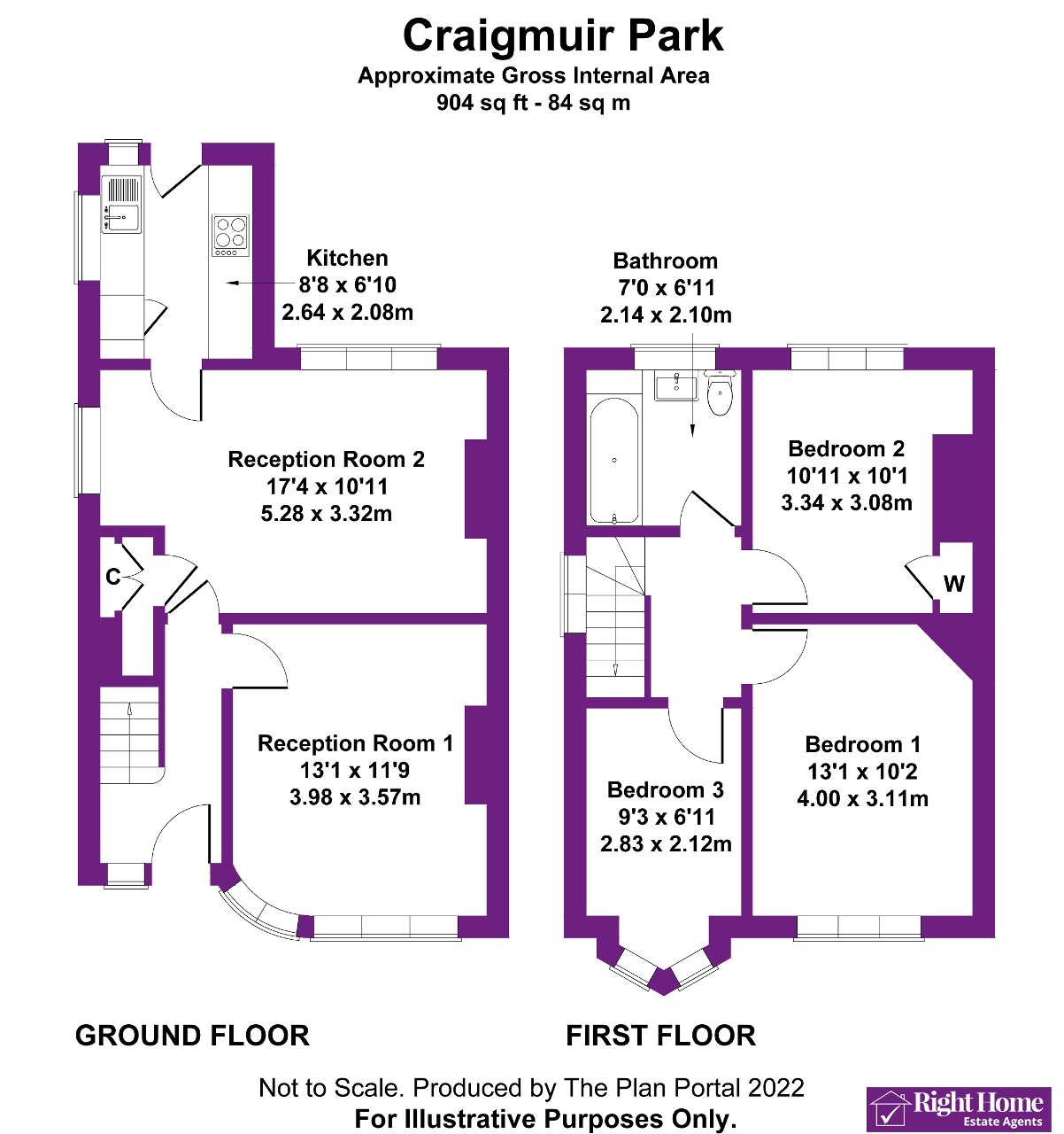 Floorplan of CRAIGMUIR PARK, WEMBLEY, MIDDLESEX, HA0 1NY