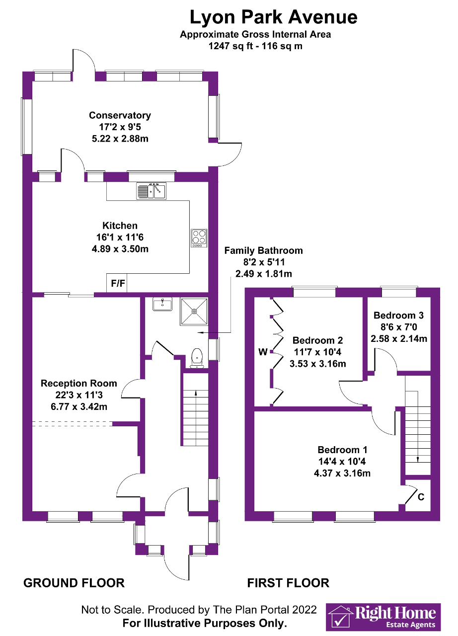 Floorplan of LYON PARK AVENUE, WEMBLEY, MIDDLSEX, HA0 4EY