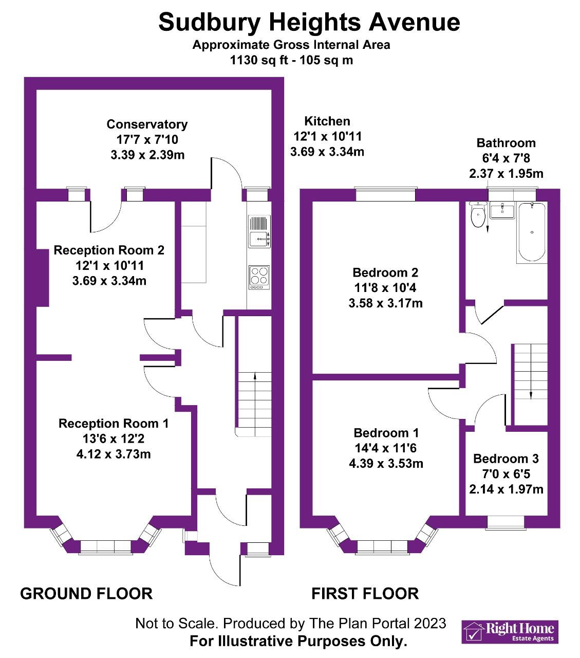 Floorplan of SUDBURY HEIGHTS AVENUE, GREENFORD, MIDDLESEX, UB6 0LX