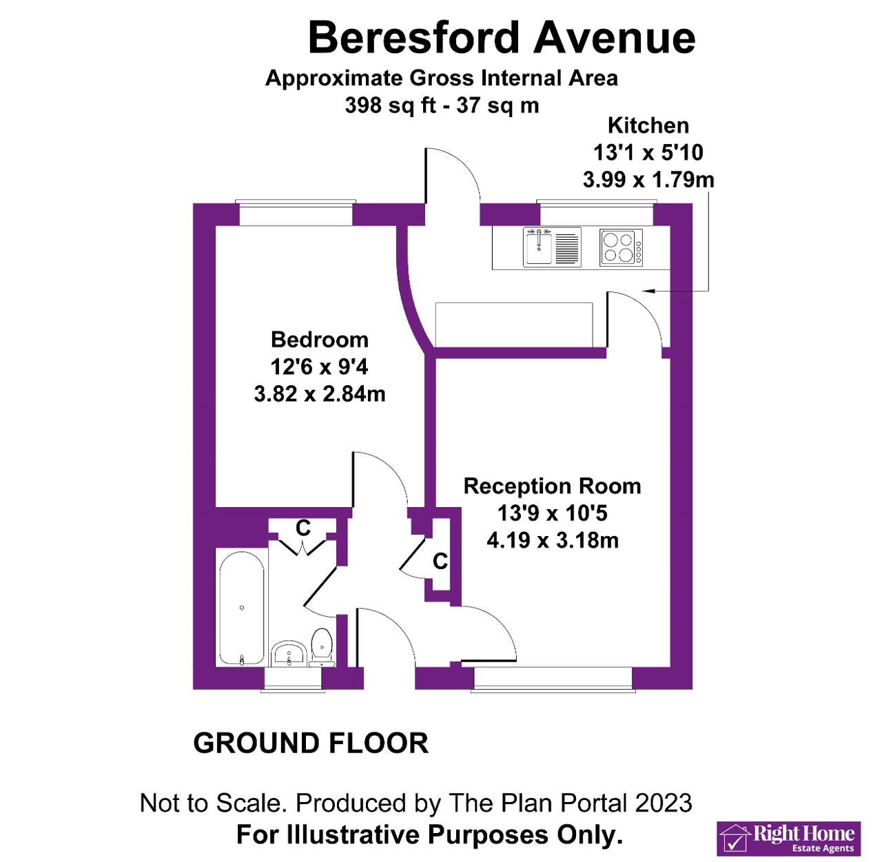 Floorplan of BERESFORD AVENUE, WEMBLEY, MIDDLESEX, HA0 1PA