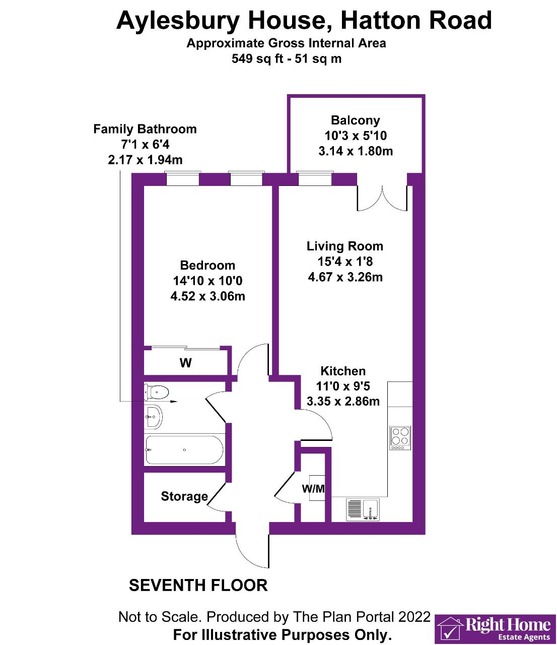 Floorplan of AYLESBURY HOUSE, HATTON ROAD, WEMBLEY, MIDDLESEX, HA0 1QW