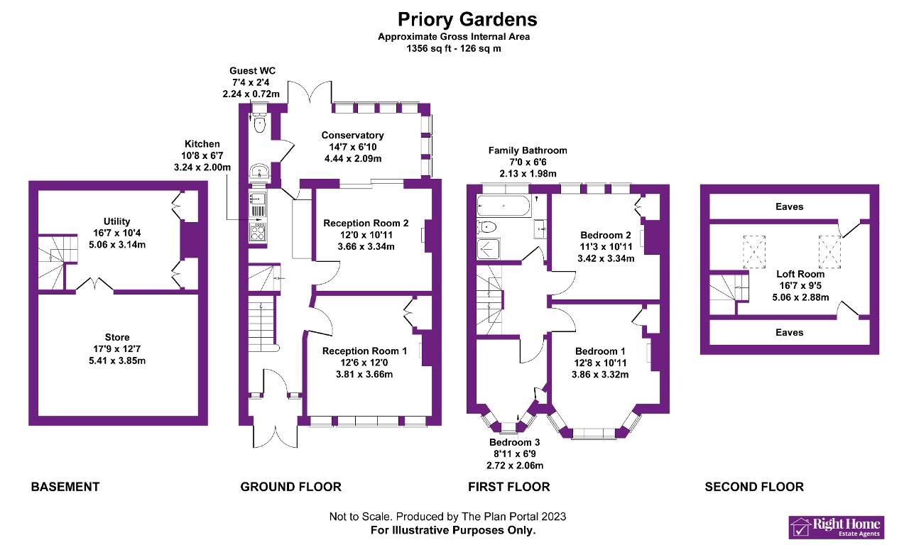 Floorplan of PRIORY GARDENS, LONDON, W5 1DX