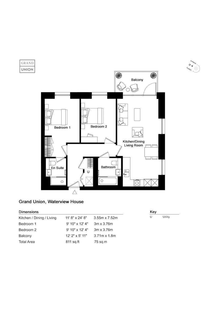 Floorplan of WATERVIEW HOUSE, GRAND UNION, WEMBLEY, MIDDLESEX, HA0 1NW