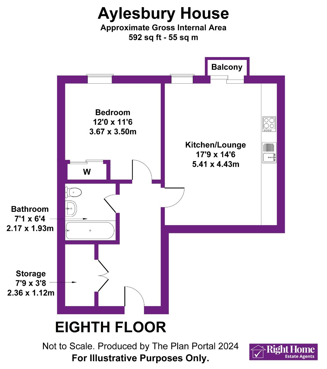 Floorplan of AYLESBURY HOUSE, HATTON ROAD, WEMBLEY, MIDDLESX, HA0 1QW