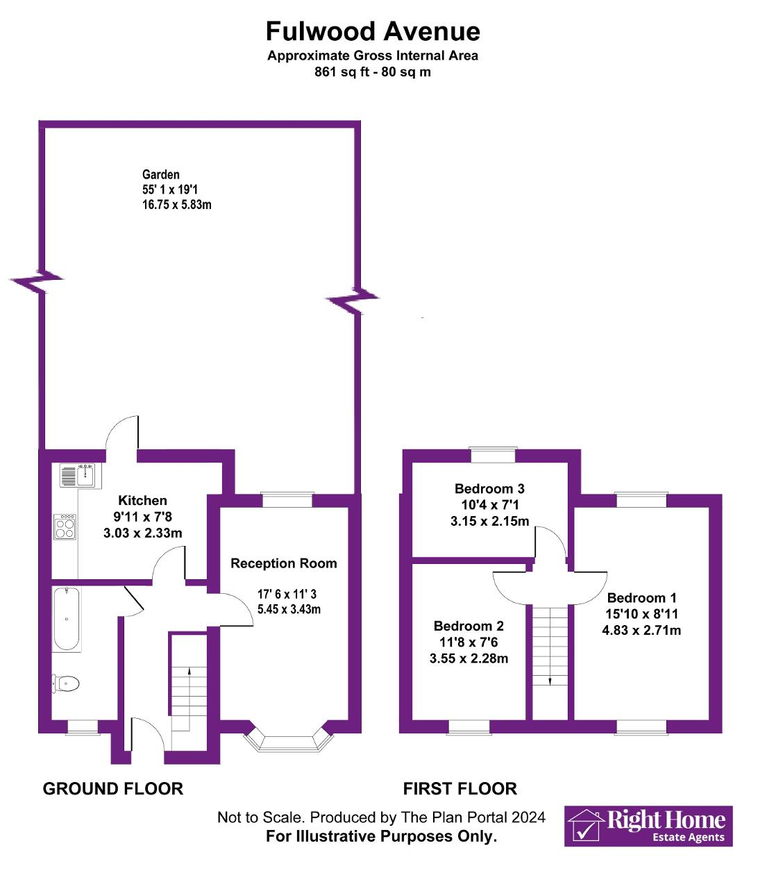Floorplan of FULWOOD AVENUE, WEMBLEY, MIDDLESEX, HA0 1LT